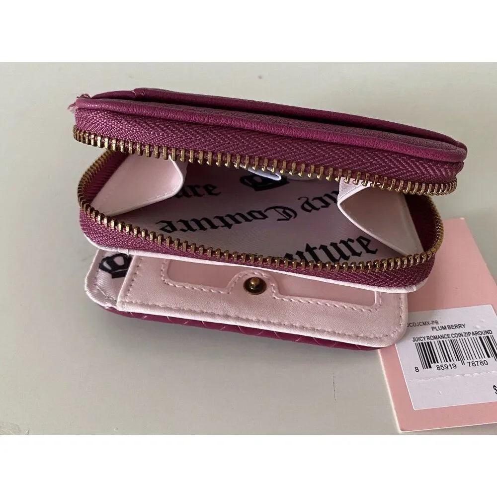 Juicy Couture Juicy Romance Coin Zip Around Wallet Plum Berry NEW‎